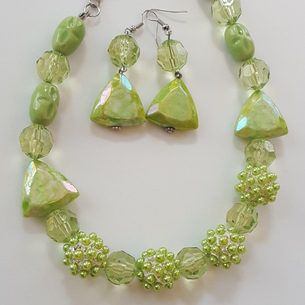 Light green necklace and earring set